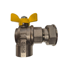 RB Kohout kulový 9070  1"x5/4" plyn rohový s PM